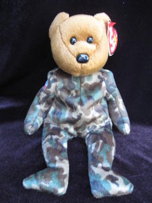Ty USA USO HERO Military Bear Reversed Flag Retired Beanie Baby