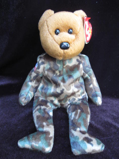 Ty USA USO HERO Military Bear Reversed Flag Retired Beanie Baby