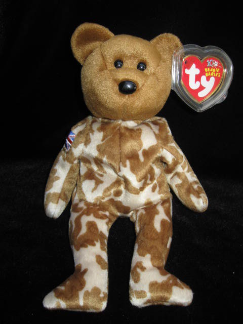 Ty UK USO HERO Military Bear Reversed Flag Retired Beanie Baby