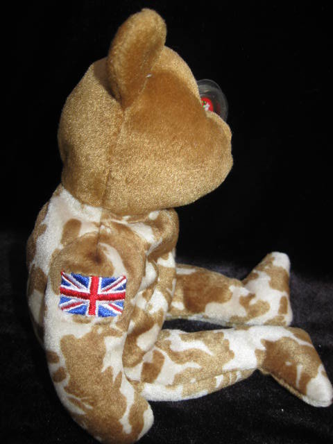Ty UK USO HERO Military Bear Reversed Flag Retired Beanie Baby