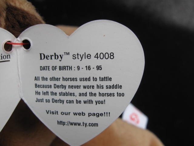 Ty Derby Horse Yarn Mane & Star Retired Beanie Baby