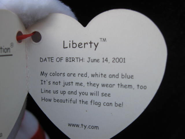 Ty Beanie Baby White Liberty The Patriotic Bear Ty Beanie Baby White Liberty The Patriotic Bear