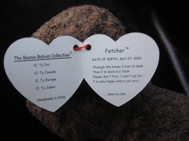 Ty Fetcher The Chocolate Lab Pup Puppy Dog Beanie Baby