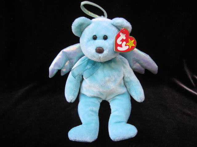 Ty Dyed Aqua Halo The Angel Bear Beanie Baby