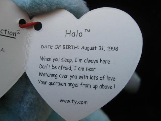 Ty Dyed Aqua Halo The Angel Bear Beanie Baby