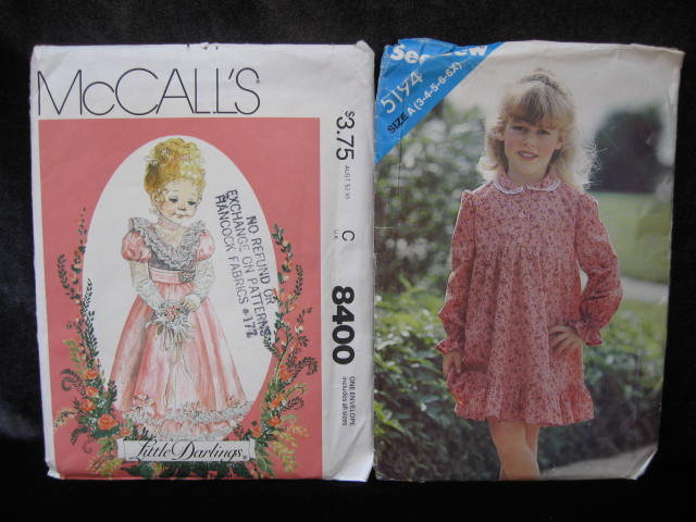 New Vintage Simplicity 8400 & Butterick 5194 Children's Raffled Dress Lot Of 2 Sewing Patterns