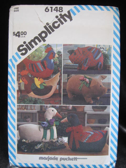 Simplicity Crafts 6148 Pig Goose Duck Chicken Hen Sewing Pattern