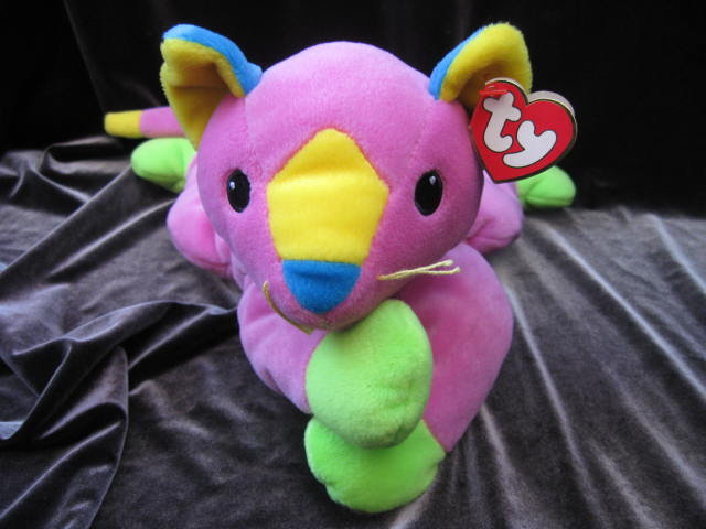 Ty Meow The Purple Multi Colored Kitty Cat Pillow Pal