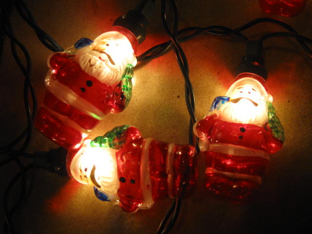 Vintage String A Long Santa Claus GE Christmas Tree Lights + Bonus String
