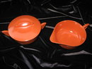Vintage Orange Melmac Melamine Sugar With Lid & Creamer Set