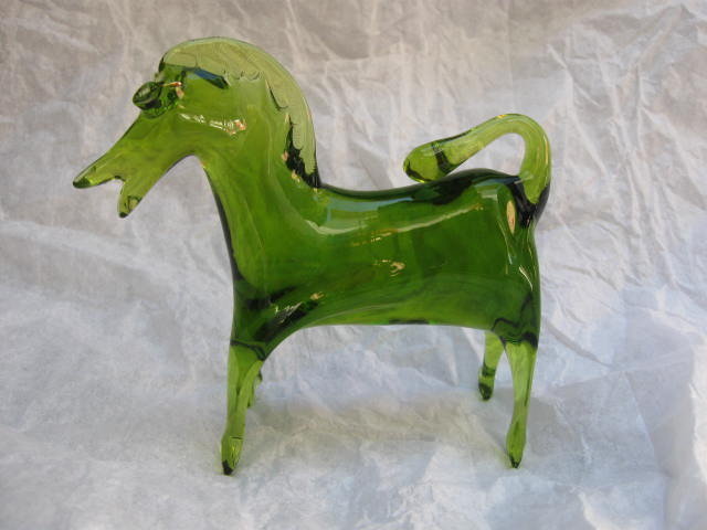 Viking Green Glass Horse Figurine