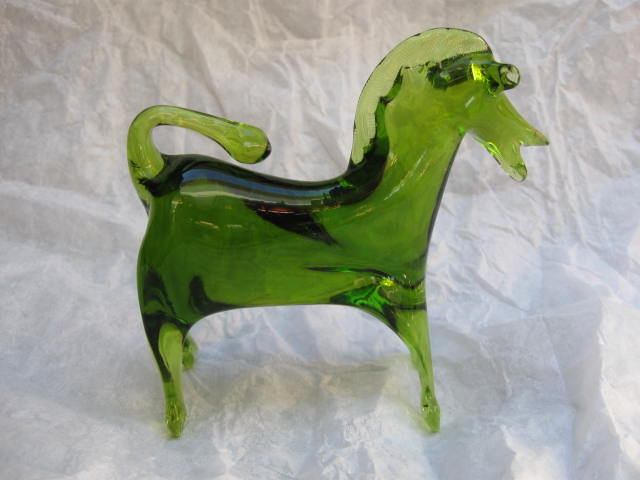 Viking Green Glass Horse Figurine