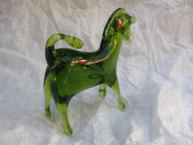 Viking Green Glass Horse Figurine