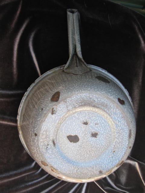 Large Vintage Graniteware Enamelware Gray Pan