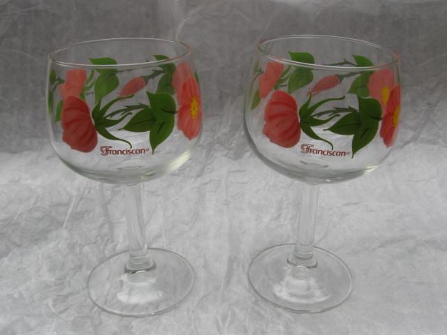 Set Of 2 Franciscan Desert Rose Glass Wine Goblets