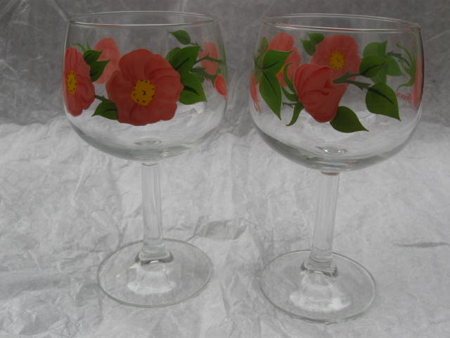 Set Of 2 Franciscan Desert Rose Glass Wine Goblets
