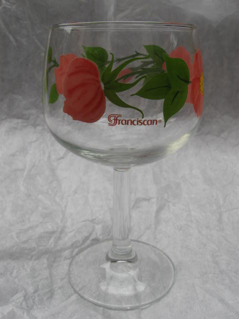 Set Of 2 Franciscan Desert Rose Glass Wine Goblets