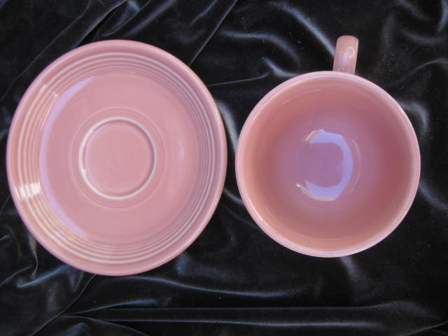 2 Homer Laughlin Fiesta Pink Cups & Saucers