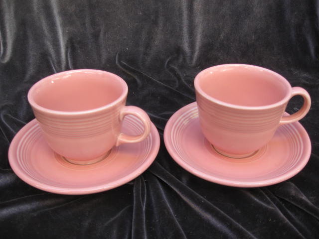 2 Homer Laughlin Fiesta Pink Cups & Saucers