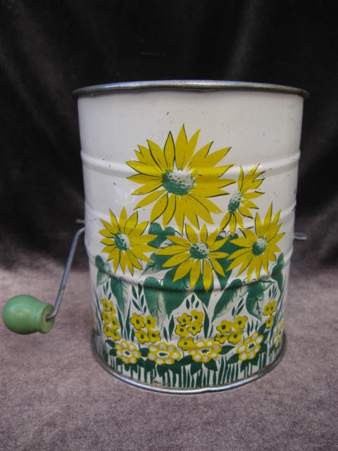 Vintage Flour Sifter With Yellow Flowers