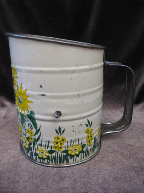 Vintage Flour Sifter With Yellow Flowers