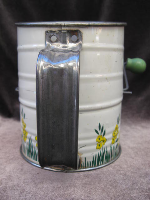 Vintage Flour Sifter With Yellow Flowers