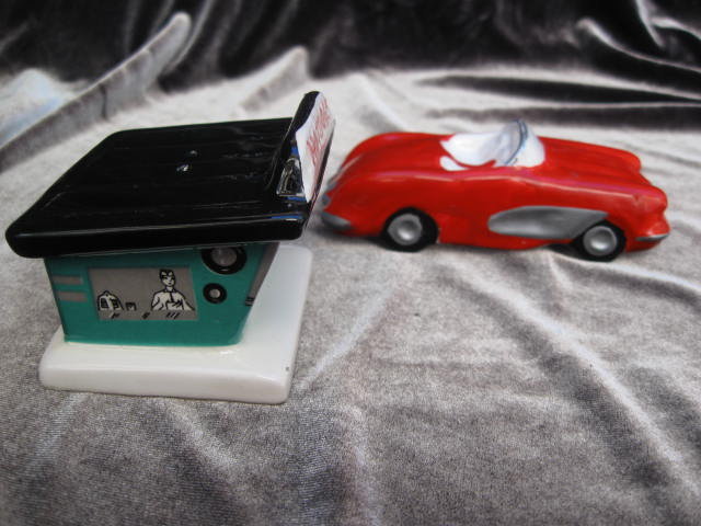 Hot Dogs Drive In & Roadster Convertible Five & Dime Salt & Pepper Shakers
