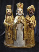 Vintage 3 Wise Men Paper Mache Christmas Decoration Tabletop Display