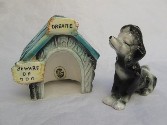 Vintage Beware Of Dog Dreamie & Dog House Salt & Pepper Shakers
