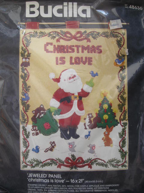 New Vintage Bucilla Christmas is Love Wall Hanging Jeweled Panel Kit 48636