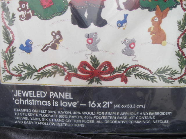 New Vintage Bucilla Christmas is Love Wall Hanging Jeweled Panel Kit 48636