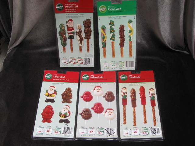 21 Wilton Pretzel & Lollipop Christmas & St. Patrick's Day Candy Kit Molds