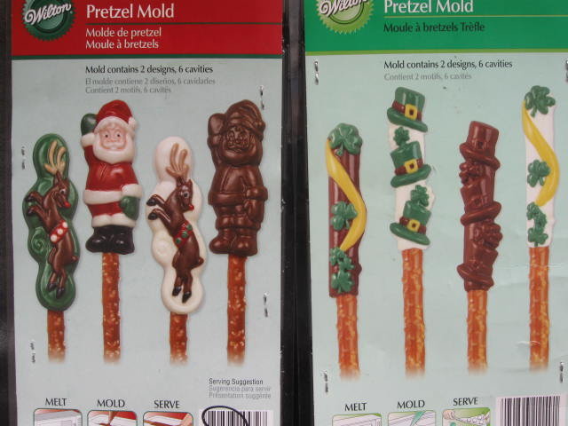 21 Wilton Pretzel & Lollipop Christmas & St. Patrick's Day Candy Kit Molds