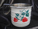 Vintage Strawberry Enamelware Measuring Cup