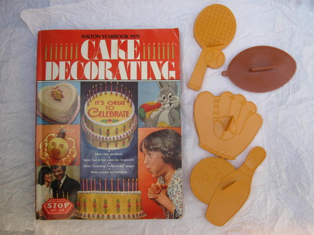 1979 The Wilton Yearbook Of Cake Decorating & 3 Wilton Sports Cookie Cutters