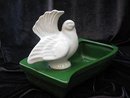 Vintage Green & White Peace Dove Planter