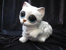 Vintage Lefton Big Eyes White Kitty Cat Figural Planter