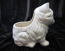 Vintage Lefton Big Eyes White Kitty Cat Figural Planter