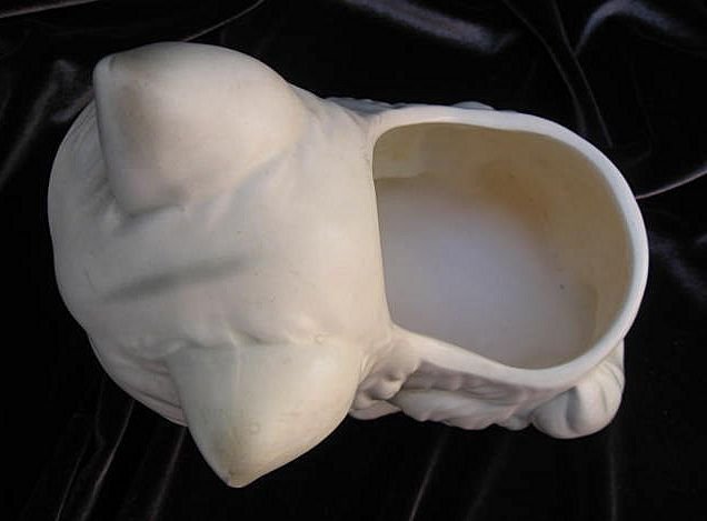 Vintage Lefton Big Eyes White Kitty Cat Figural Planter