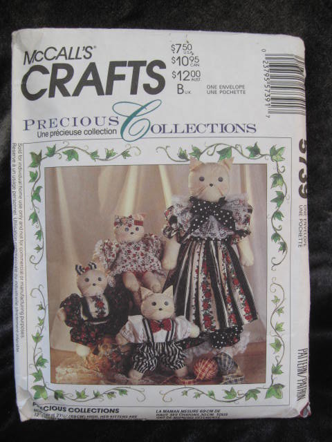 McCall's Crafts 5739 Precious Collections Cat & Kittens Sewing Pattern With Clothes