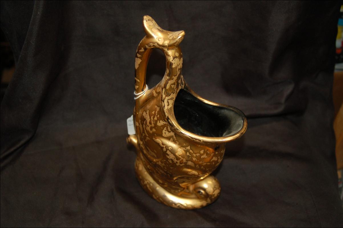GOLD DECORATED FISH PITCHER BY UPCO