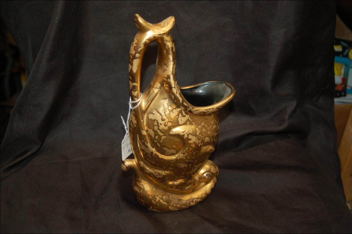 GOLD DECORATED FISH PITCHER BY UPCO