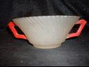 RED DOUBLE HANDLED BOWL SATIN GLASS