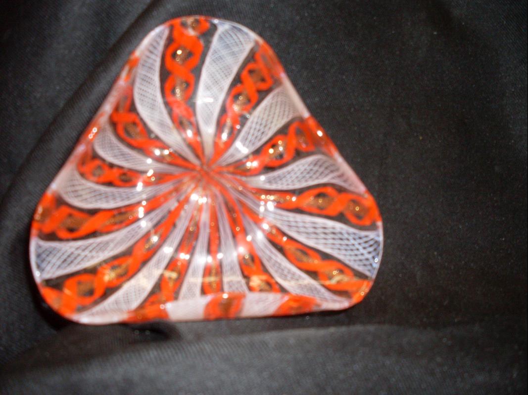 christmas striped glass dish