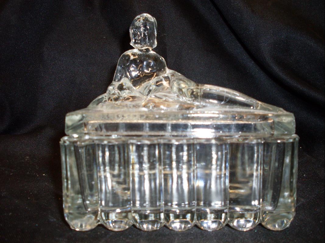 art deco nude glass candy dish