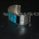 VINTAGE STERLING SILVER CUFF BRACELET WITH TURQOISE & GEMSTONES