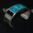 VINTAGE STERLING SILVER CUFF BRACELET WITH TURQOISE & GEMSTONES