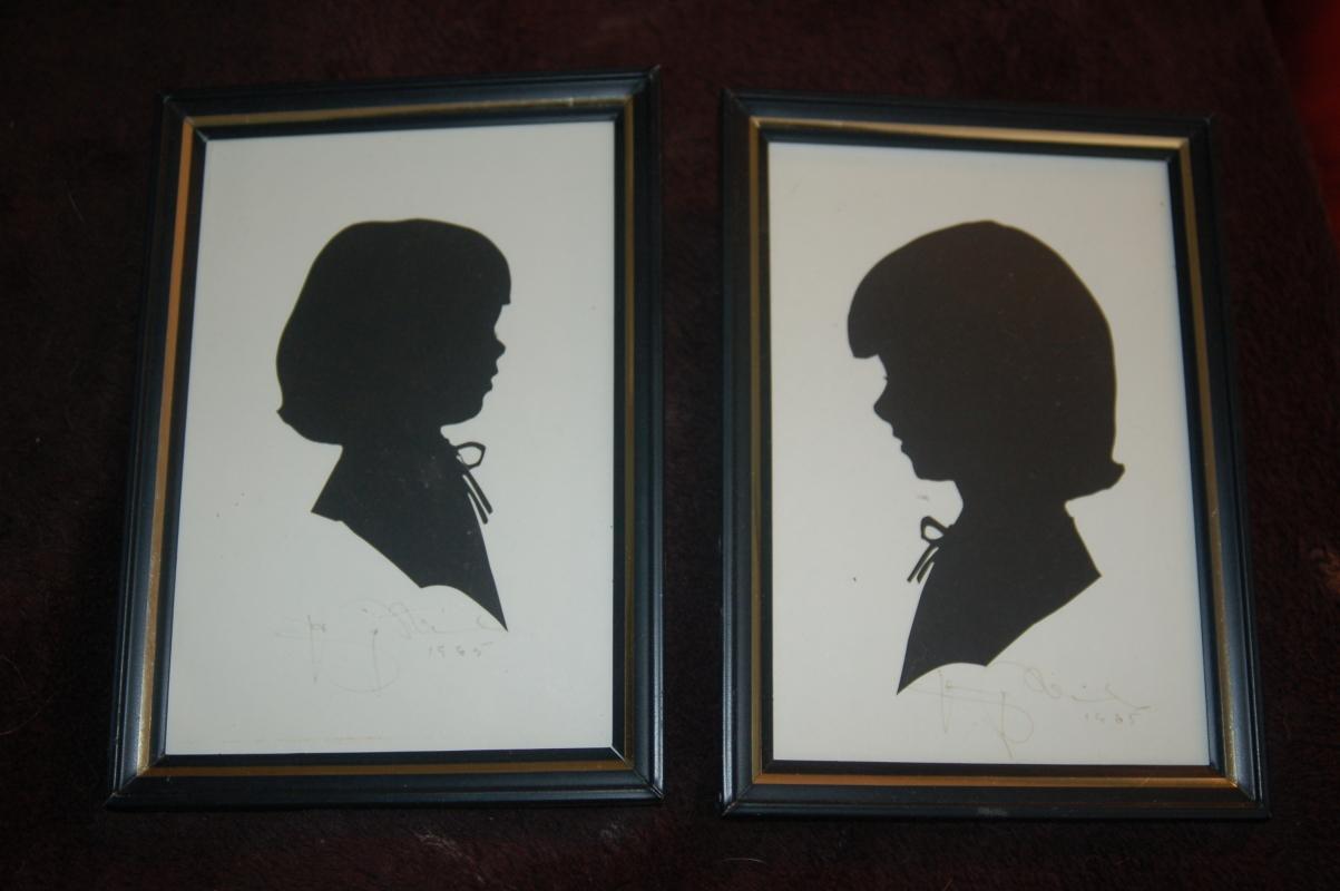 ANTIQUE SILHOUETTES ARTIST SIGNED - PAIR