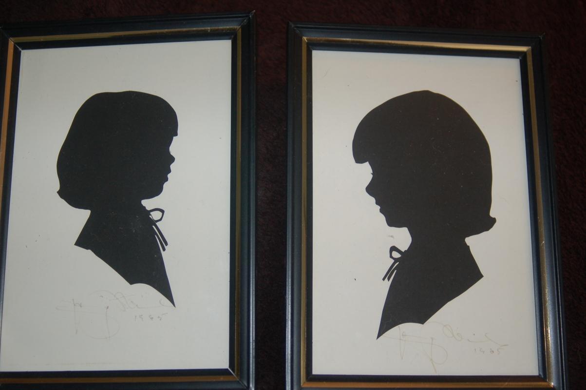 ANTIQUE SILHOUETTES ARTIST SIGNED - PAIR