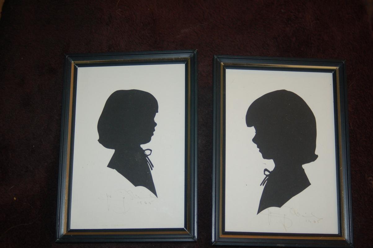 ANTIQUE SILHOUETTES ARTIST SIGNED - PAIR